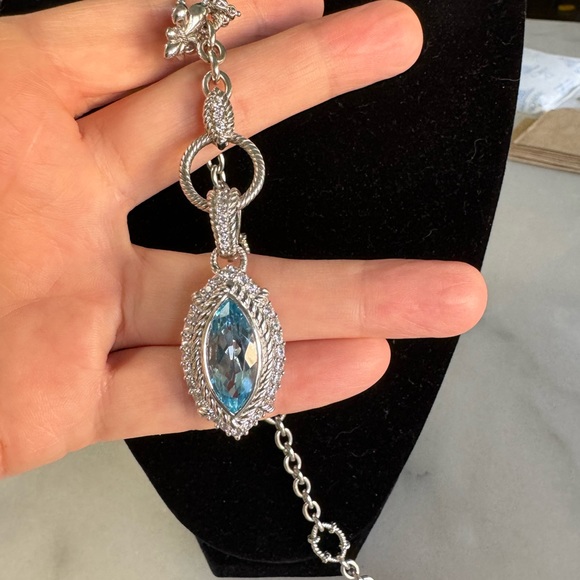 Judith Ripka SS and blue quartz 18 inch necklace . - Picture 15 of 15